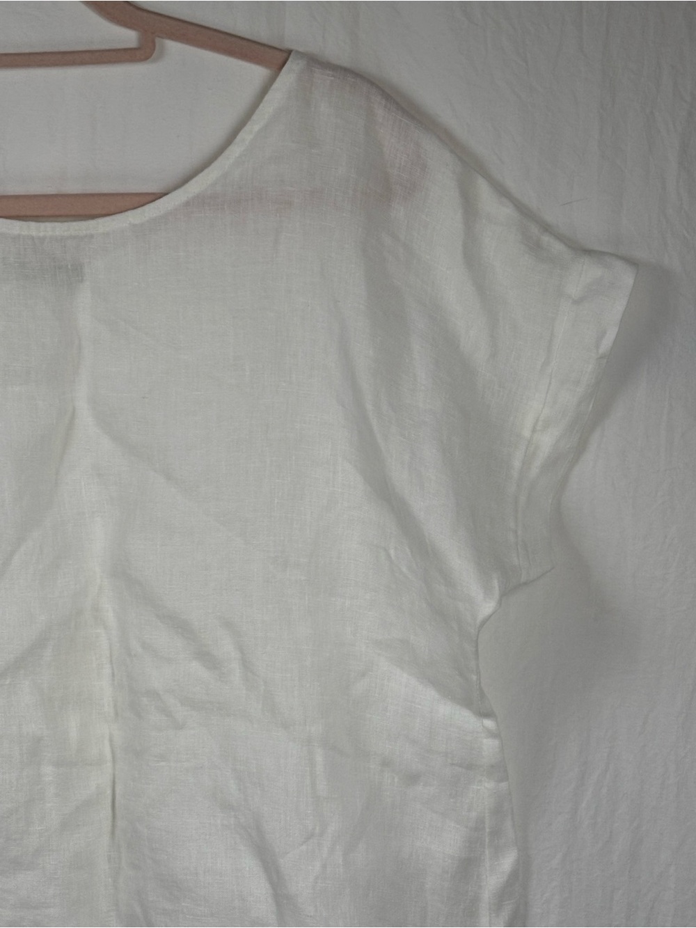 Terzo Millennio Relaxed White Short-Sleeve Linen-Tunic top High-Low Hem Italian - Picture 2 of 15